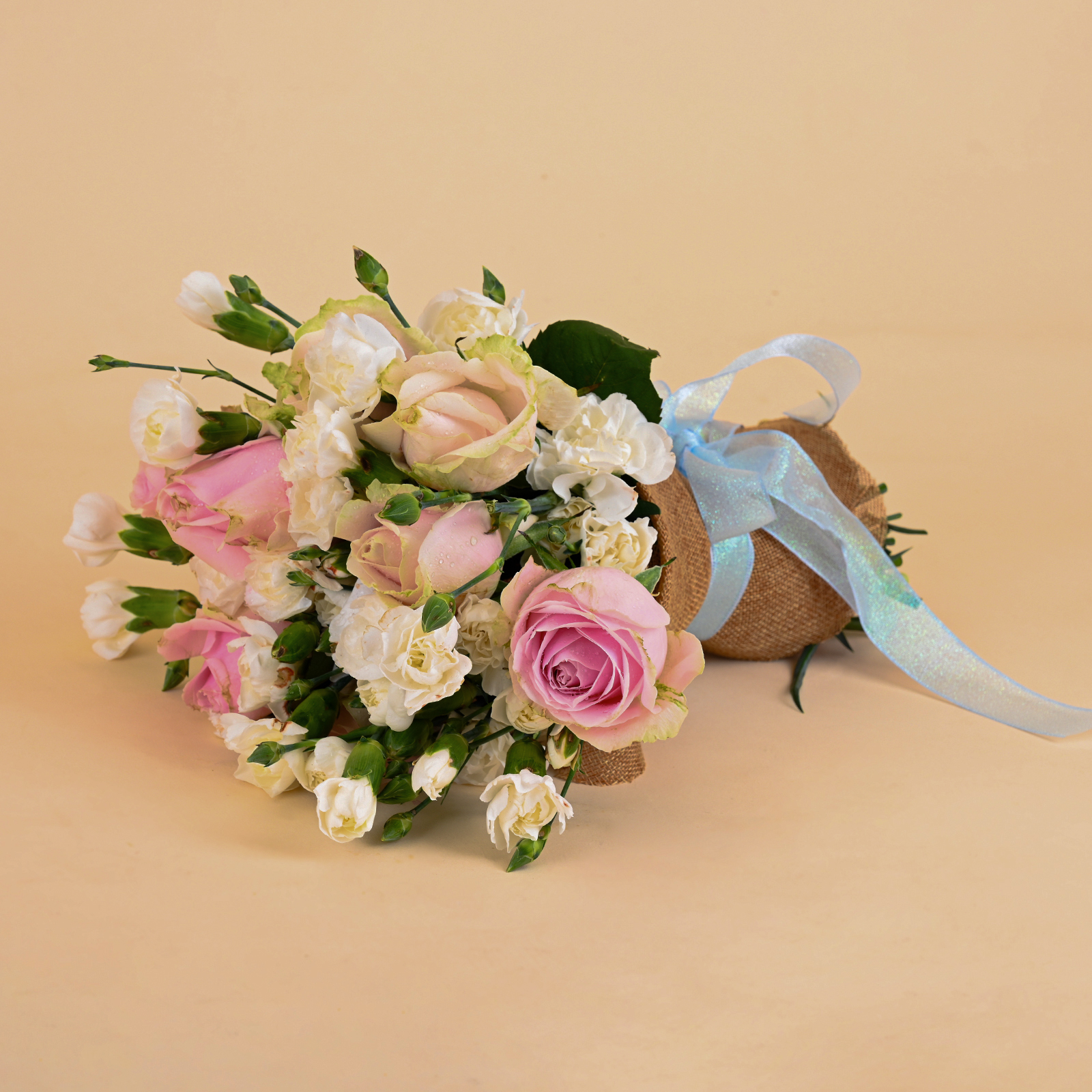Blush Ivory Grace | Pink Rose Bouquet with White Carnations | by Rapid ...